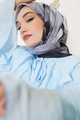 Su Gölgesi Desenli Eşarp Füme 