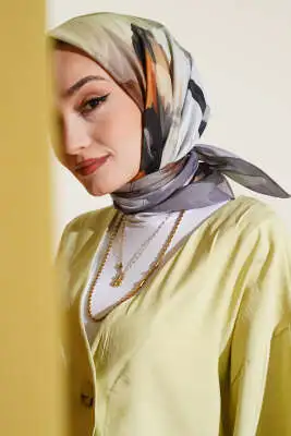 Su Gölgesi Desenli Eşarp Gri 