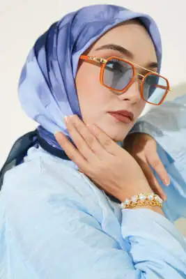 Su Gölgesi Desenli Eşarp Lacivert 