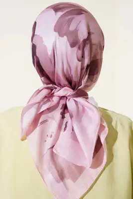 Su Gölgesi Desenli Eşarp Pembe - Başörtüsü