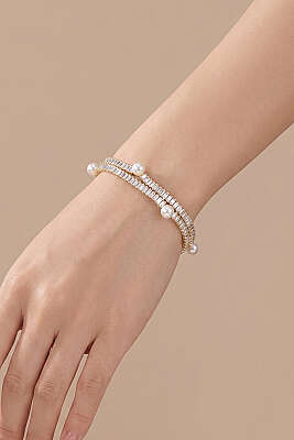 Su Yolu İncili Bileklik Gold - KONYALI BİJUTERİ