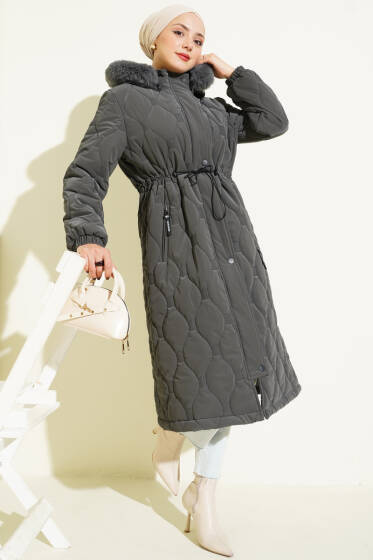 Su Yolu Kapitone Fermuarlı Mont Füme - Mont