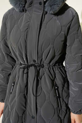 Su Yolu Kapitone Fermuarlı Mont Füme - Mont