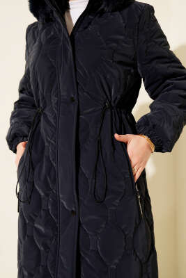 Su Yolu Kapitone Fermuarlı Mont Lacivert - Mont