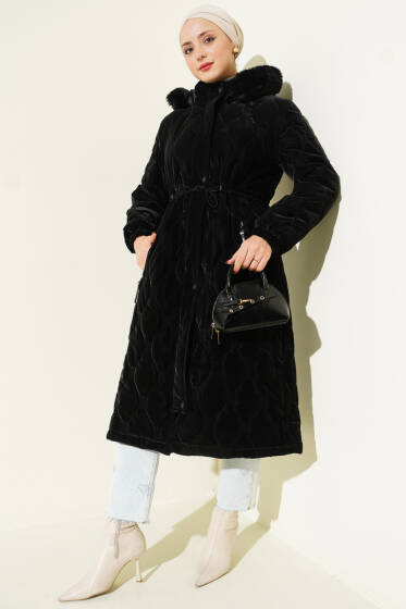 Su Yolu Kapitone Fermuarlı Mont Siyah - Mont