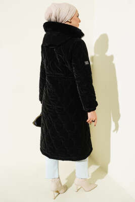 Su Yolu Kapitone Fermuarlı Mont Siyah - Mont