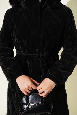 Su Yolu Kapitone Fermuarlı Mont Siyah - Mont