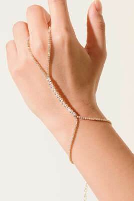 Su Yolu Taşlı Şahmeran Bileklik Gold - Bileklik