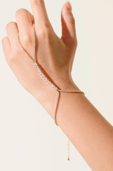 Su Yolu Taşlı Şahmeran Bileklik Gold - Bileklik