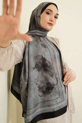 Sulu Boya Desen Soft Şal Antrasit 