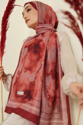 Sulu Boya Desen Soft Şal Bordo 