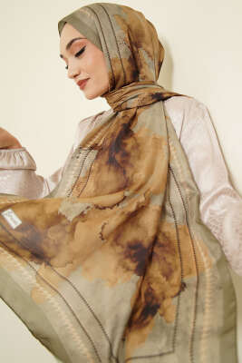 Sulu Boya Desen Soft Şal Çağla Yeşili 