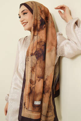 Sulu Boya Desen Soft Şal Camel - Başörtüsü