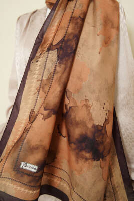 Sulu Boya Desen Soft Şal Camel - Başörtüsü