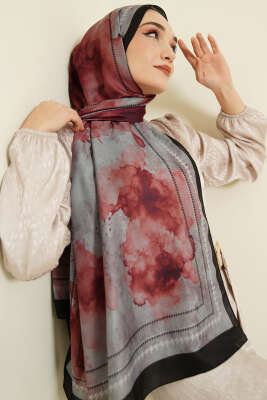 Sulu Boya Desen Soft Şal Siyah - Başörtüsü