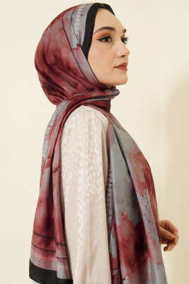 Sulu Boya Desen Soft Şal Siyah - Başörtüsü