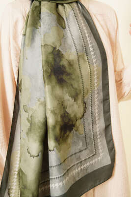 Sulu Boya Desen Soft Şal Zümrüt - Başörtüsü