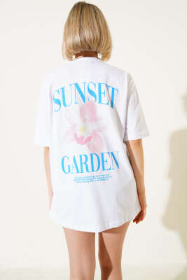 Sunset Baskılı T-shirt Beyaz - Kadın Giyim Modelleri