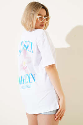 Sunset Baskılı T-shirt Beyaz - Kadın Giyim Modelleri