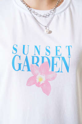Sunset Baskılı T-shirt Beyaz - Kadın Giyim Modelleri