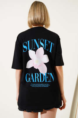 Sunset Baskılı T-shirt Siyah - Kadın Giyim Modelleri