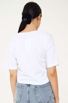 Sunset Island Crop Tshirt Beyaz - Crop