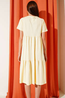 Süprem V Yaka Elbise Bej - Kadın Giyim Modelleri