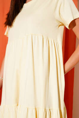 Süprem V Yaka Elbise Bej - Kadın Giyim Modelleri