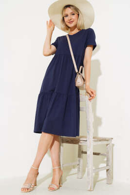 Süprem V Yaka Elbise Lacivert - Kadın Giyim Modelleri
