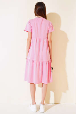 Süprem V Yaka Elbise Pembe - Kadın Giyim Modelleri