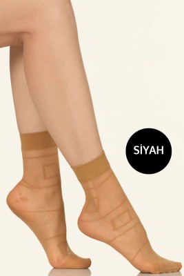 Suzanna Desenli Soket Çorap Siyah - Thumbnail