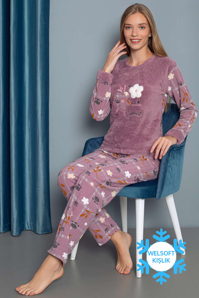 Sweet Doğalgaz Faturası Düşüren Pijama Takımı Lila