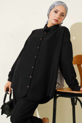 Tahta Düğmeli Tunik İkili Takım Siyah - 500-700 TL Ürünler