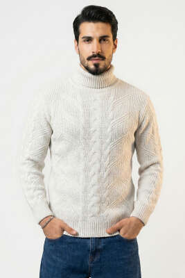 Tam Balıkçı Erkek Triko Kazak Gri - BETEKS