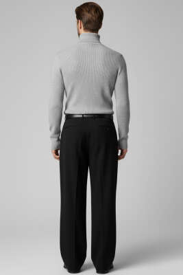 Tam Balıkçı Yaka Triko Erkek Kazak Gri - Yılın Fırsatı