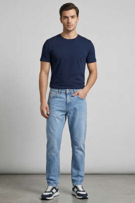 Tapered Fit Kot Erkek Pantolon Buz Mavisi - Erkek Pantolon