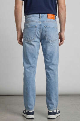 Tapered Fit Kot Erkek Pantolon Buz Mavisi - Erkek Pantolon