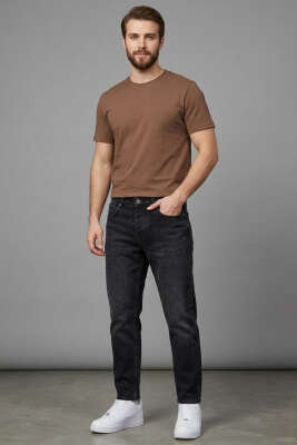 Tapered Fit Kot Erkek Pantolon Siyah - Erkek Pantolon