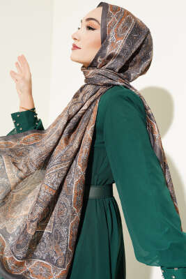Tarihi Desen Soft Şal Camel 