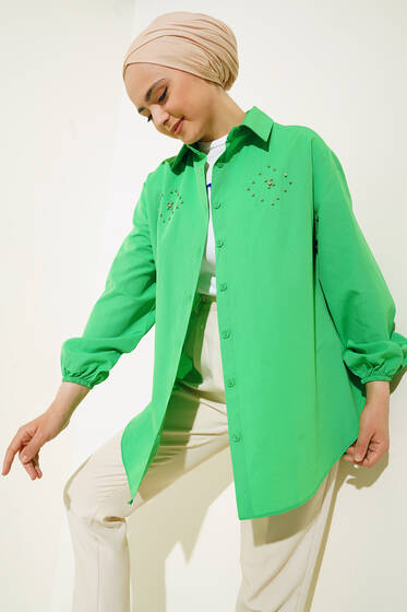 Taş Boncuk Detaylı Gömlek Benetton - Gömlek