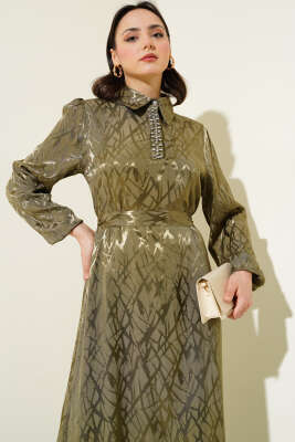 Taş Detaylı Elbise Nefti - Tesettür Elbise