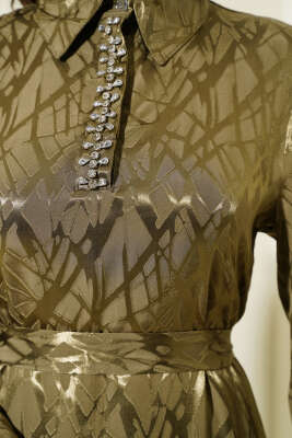 Taş Detaylı Elbise Nefti - Tesettür Elbise