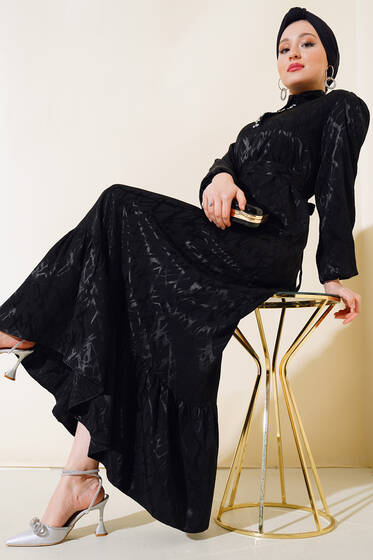 Taş Detaylı Elbise Siyah - Elbise