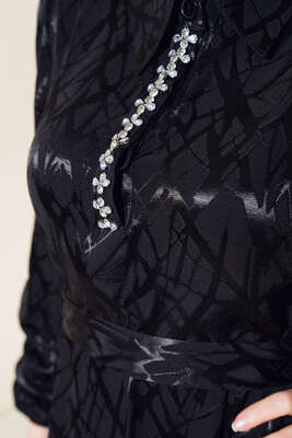 Taş Detaylı Elbise Siyah - Thumbnail