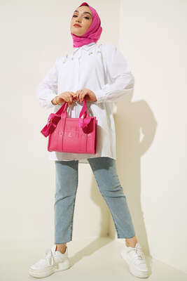 Taş Detaylı Flam Tunik Beyaz - Tunik