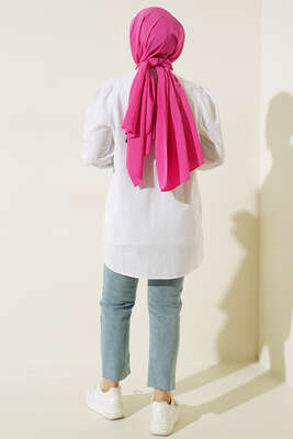 Taş Detaylı Flam Tunik Beyaz - Tunik