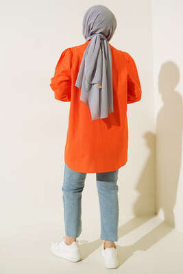 Taş Detaylı Flam Tunik Oranj - Tunik