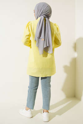 Taş Detaylı Flam Tunik Sarı - Tunik