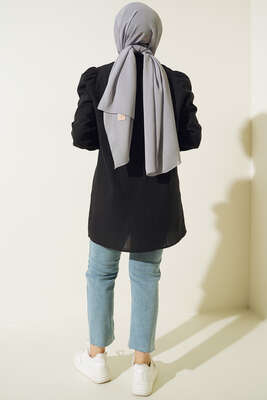 Taş Detaylı Flam Tunik Siyah - Tunik