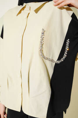 Taş Detaylı Garnili Gömlek Bej - Gömlek